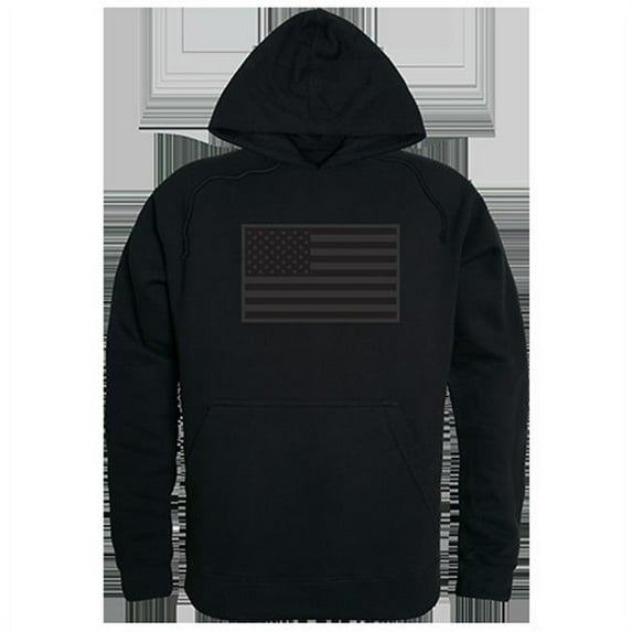 Tonal Flag Graphic Pullover Hoodie, Black - Large
