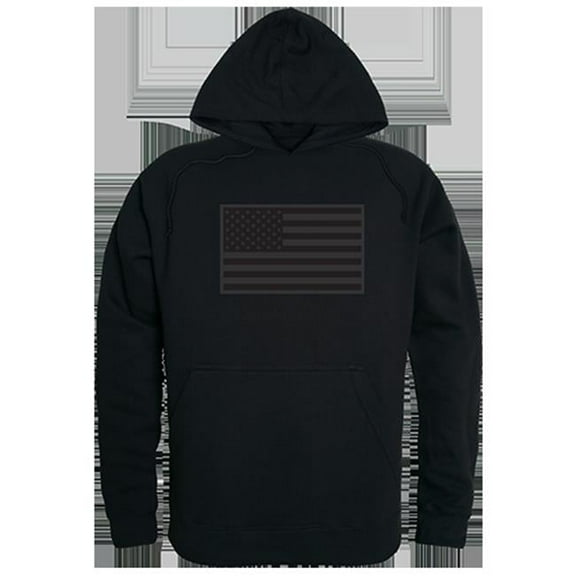 Tonal Flag Graphic Pullover Hoodie, Black - Medium