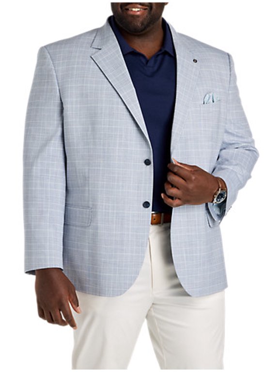 Tonal Glen Plaid Sport Coat - Executive Cut Dusty Navy 3XL