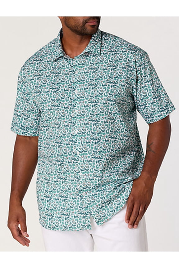 Tonal Paisley Sport Shirt Green 2XL