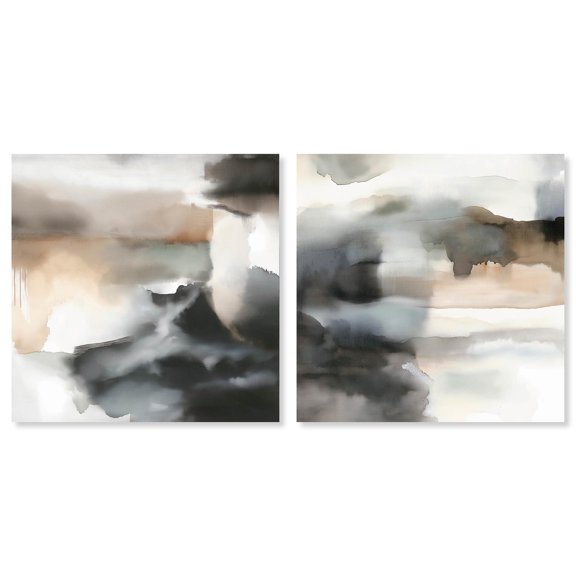 Tonal Set Canvas Set of 2 Earth Tone Art by Art Remedy, Gallery Wrapped, 16 x 16