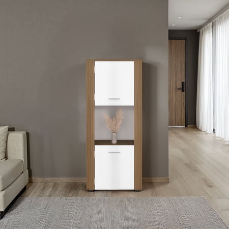 Tonalea 53" Freestanding Vertical Bookcase with Two Doors Cabinet and Three Storage Shelves