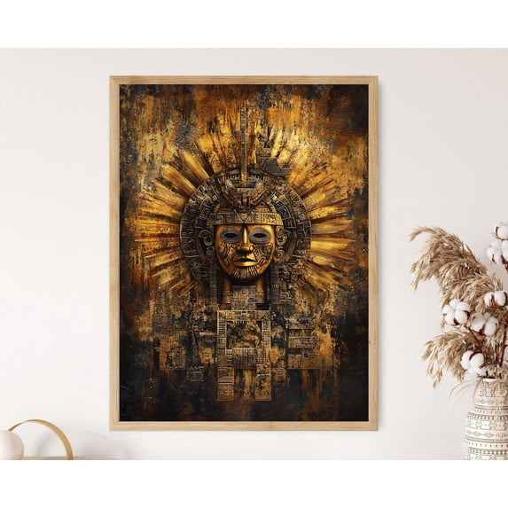 Tonatiuh Art Print, Aztec Sun God And Solar Symbols Poster , Poster ...