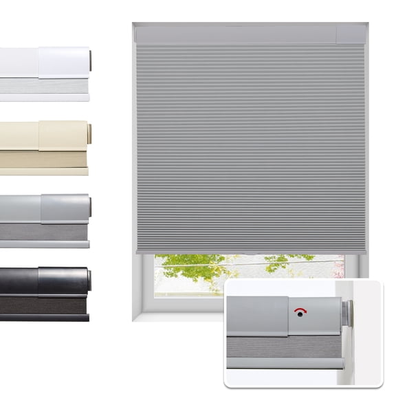 Tonature No Drill Cellular Shades for Indoor Windows, Thermal Insulating & Noise Reducing Honeycomb Blinds, Free Stop Cordless Blackout Shades, Grey, 22"w X 64"h