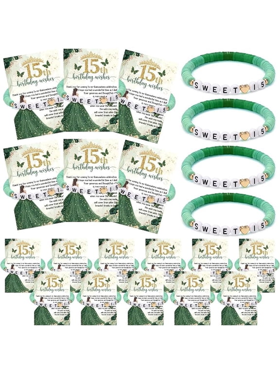 Tondiamo 25 Set Sweet 15 Birthday Gift for Guest Bead Bracelet