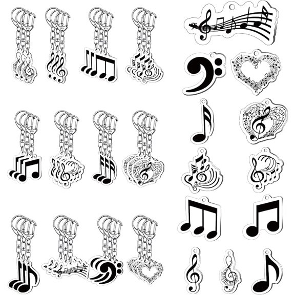 Tondiamo 48 Pcs Musical Notes Party Gifts Musical Notes Keychains Bulk