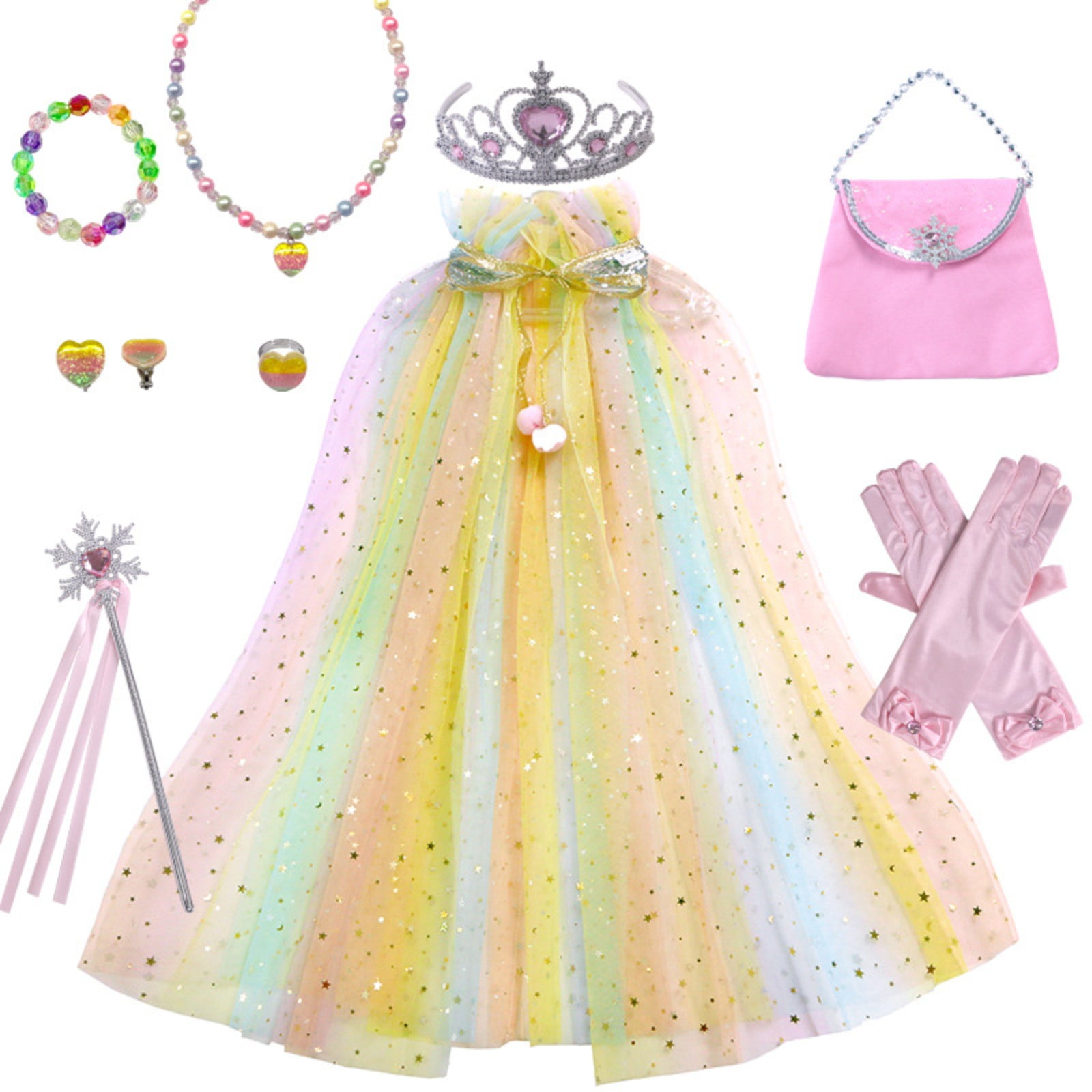 Wonderbabe Princess Dress For Girls Princess Costumes Kids Cosplay Dress Up Christmas Birthday Party Halloween Outfits With Long Cape Size 1-2T
