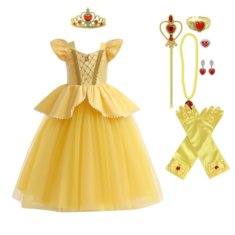 Tondswi Princess Belle Dress Kids Girls Princess Dresses