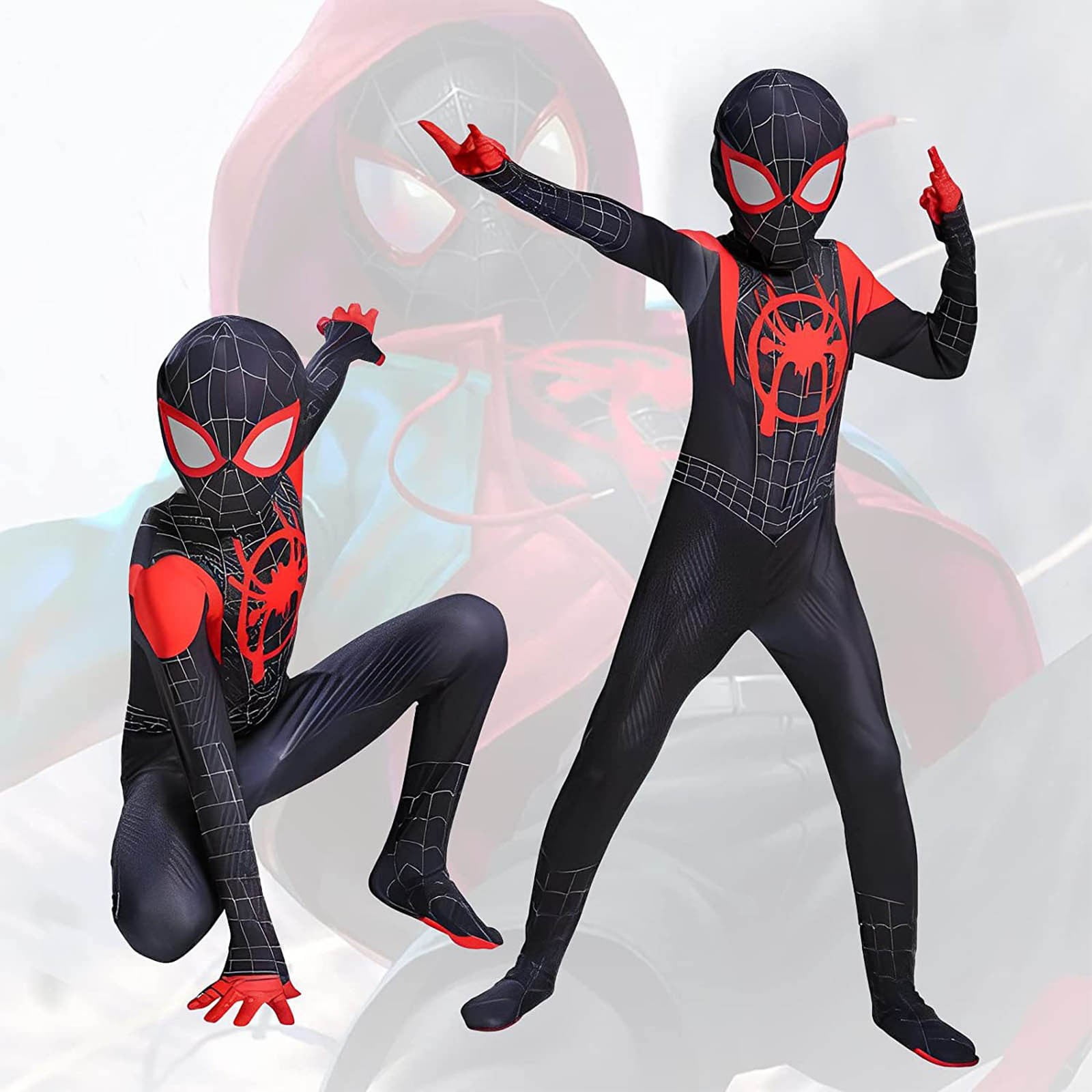 Tondswi Superhero Cosplay Costume Black and Red Spider Outfits