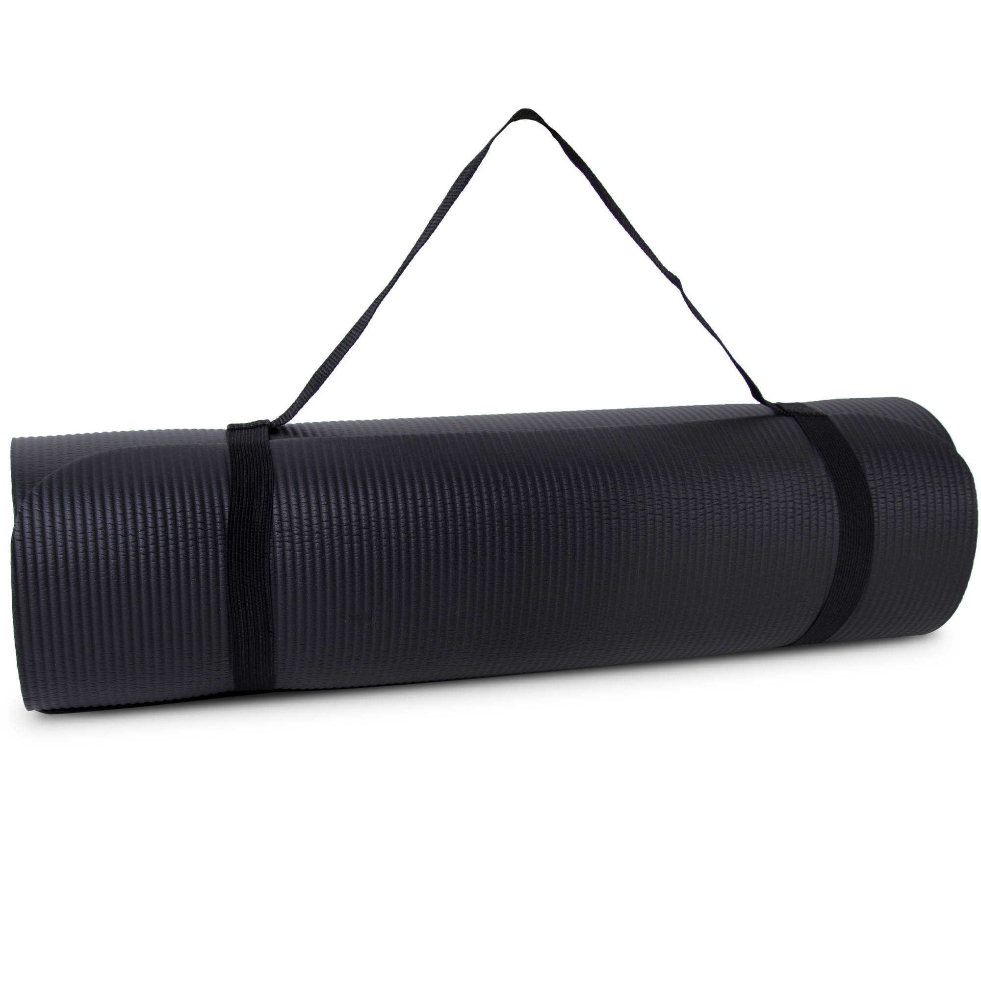 Tone Fitness NBR High Density Yoga Exercise Mat with Carry Strap, Black - image 1 of 5