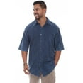 thumbnail image 1 of Tone-On-Tone Embroidered Mens Short-Sleeved Shirt, Denim Distressed - Extra Large, 1 of 1