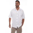 thumbnail image 1 of Tone-On-Tone Embroidered Mens Short-Sleeved Shirt, White - Large, 1 of 1