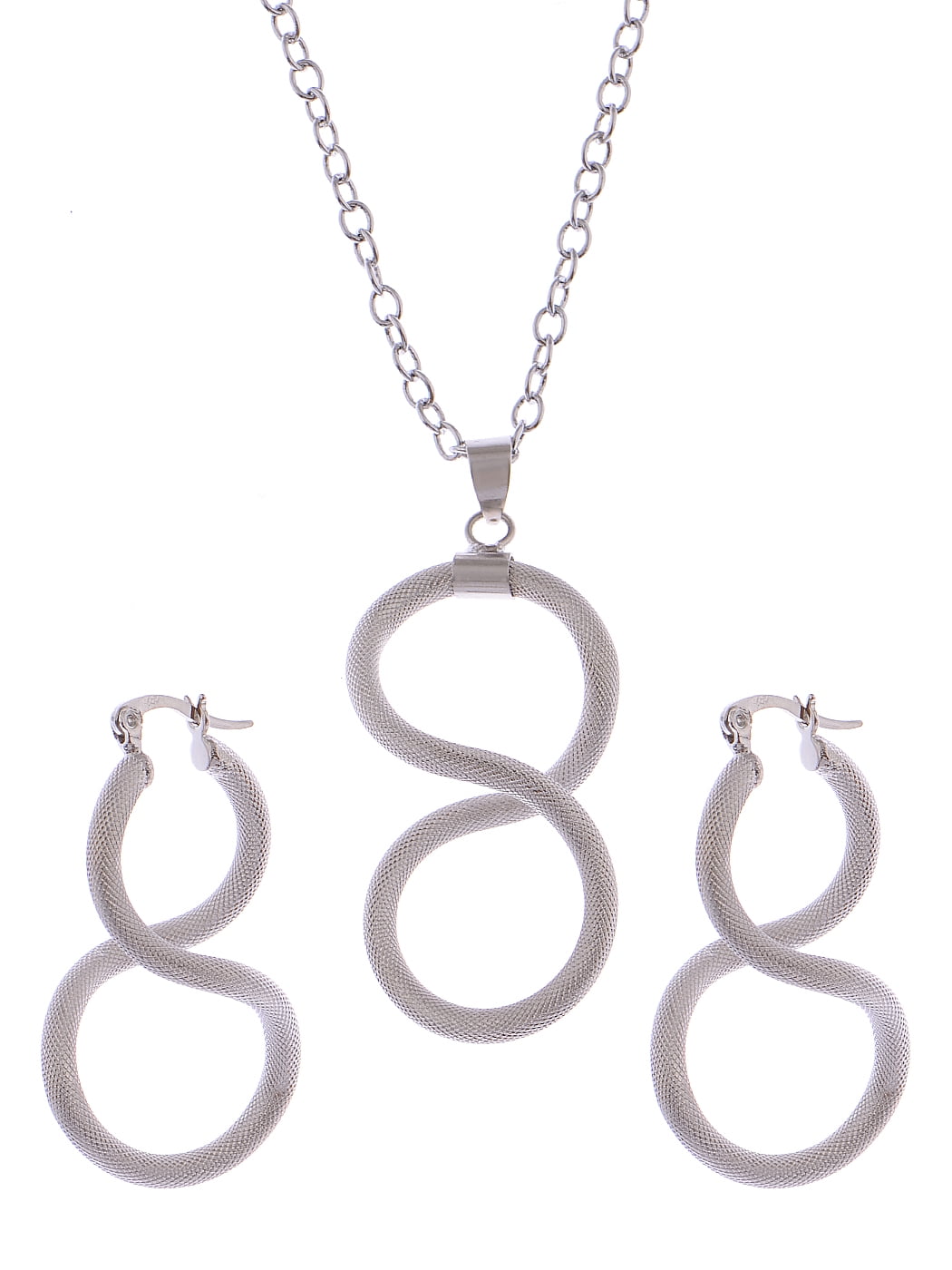 Tone Snake Scale Skin Twisting Infinity Pendant Necklace Earring Set ...