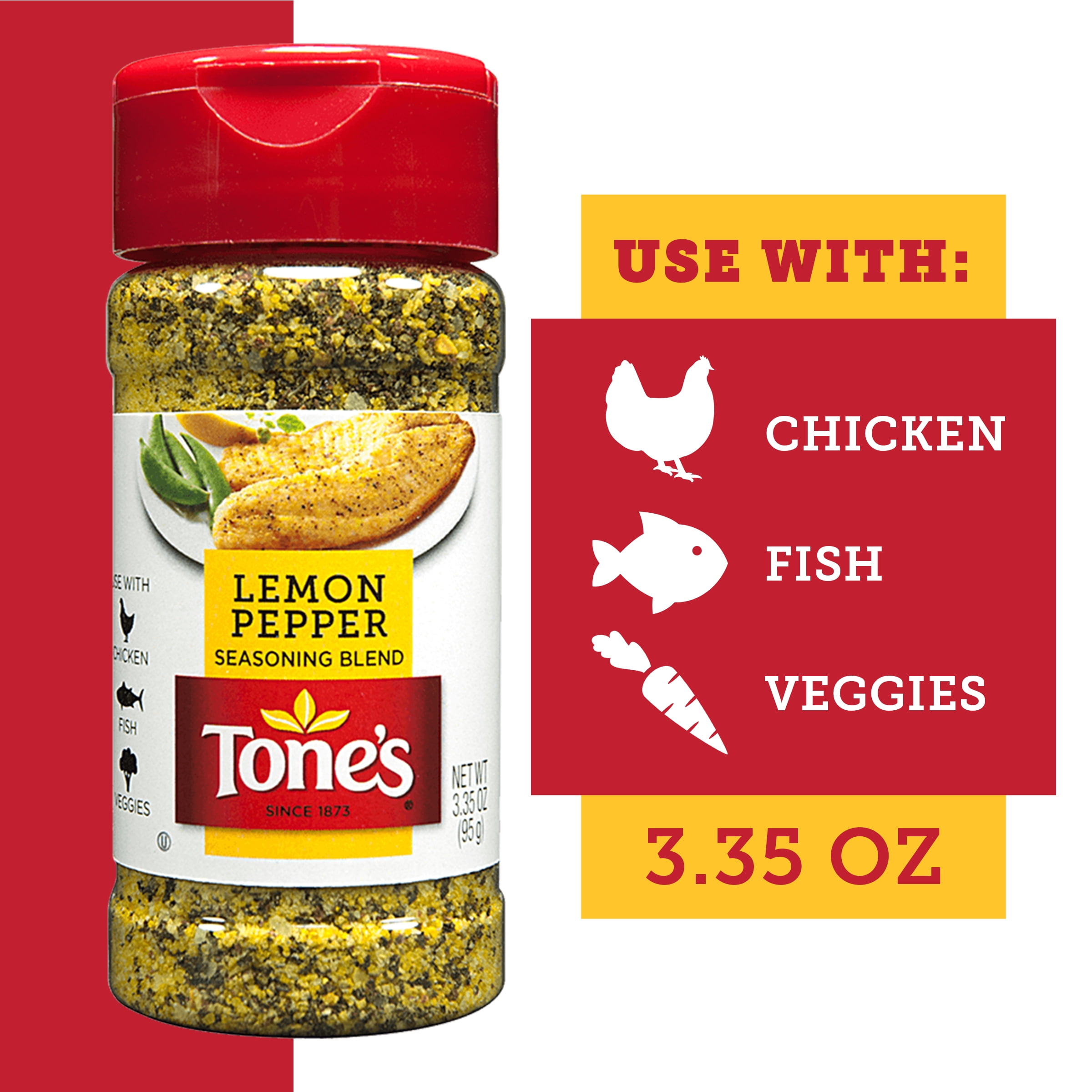 Tone's Lemon Pepper Seasoning Blend, 3.35 oz