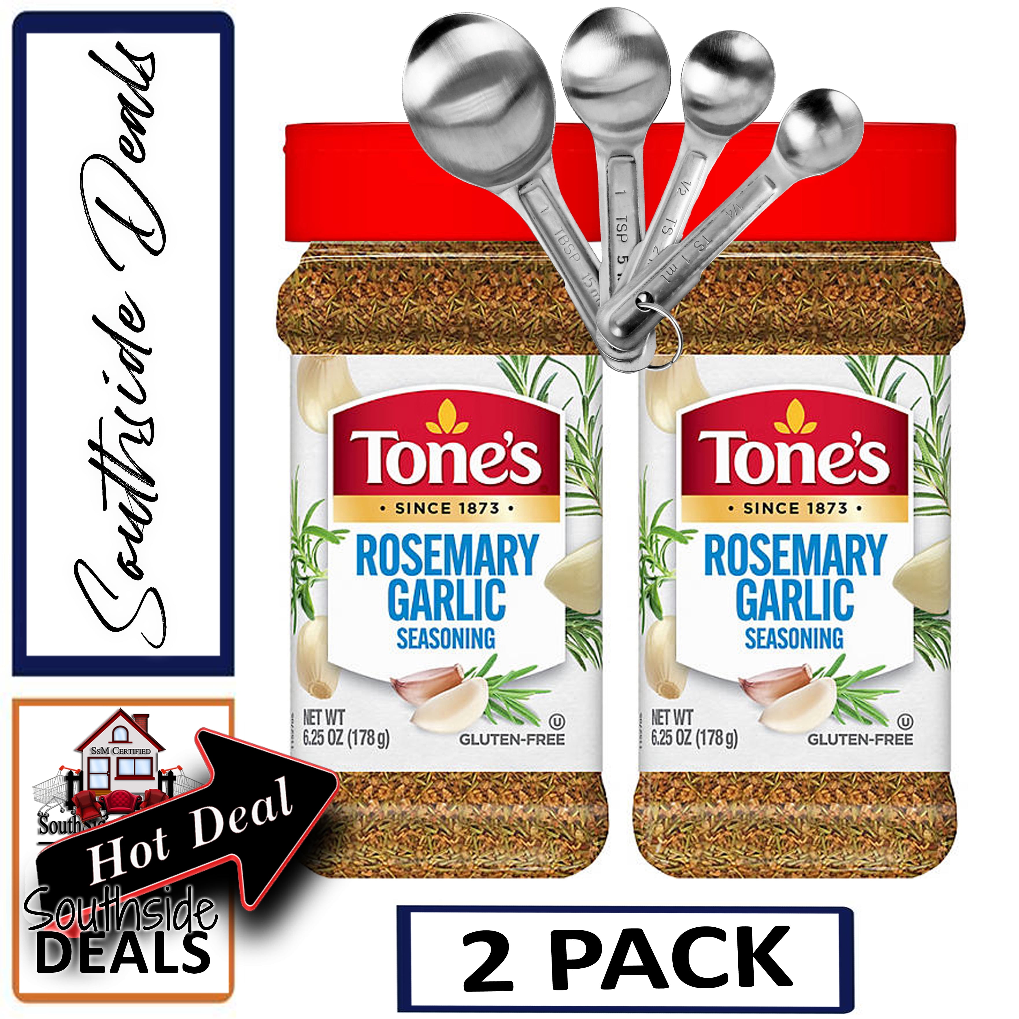 Tone's Rosemary Garlic Seasoning, 6.25 Ounces (2 Pack) with a set of