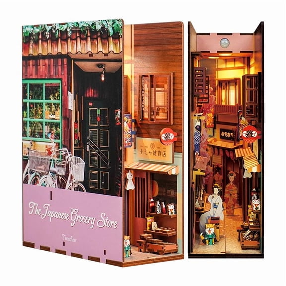 Tonecheer 3D Wooden Puzzle DIY Book Nook Kit The Japanese Grocery Store