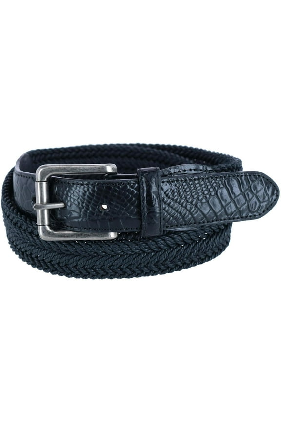 Waxed Braided Belt with Croc Print Ends