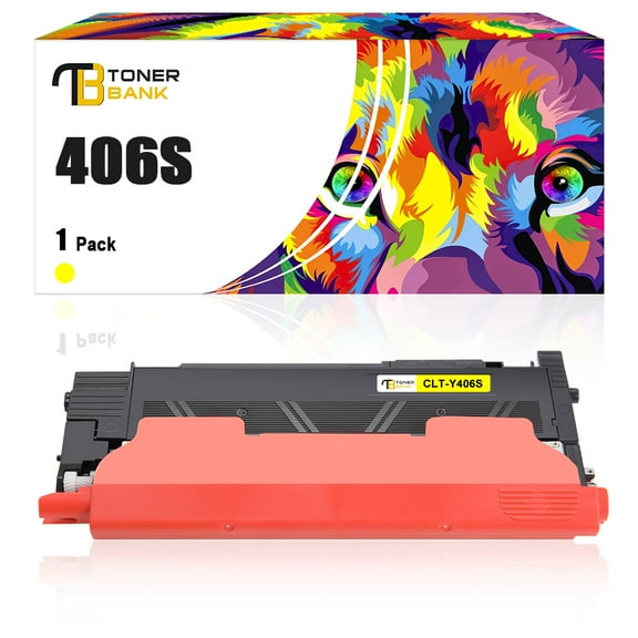 Toner Bank 1-Pack Compatible Toner Cartridge for Samsung CLT-Y406S/XAA CLP-360 366W 365W 368 CLX-3300 3305 3305W 3305FW 3306 3306W 3306FN Xpress C460W C410 Yellow