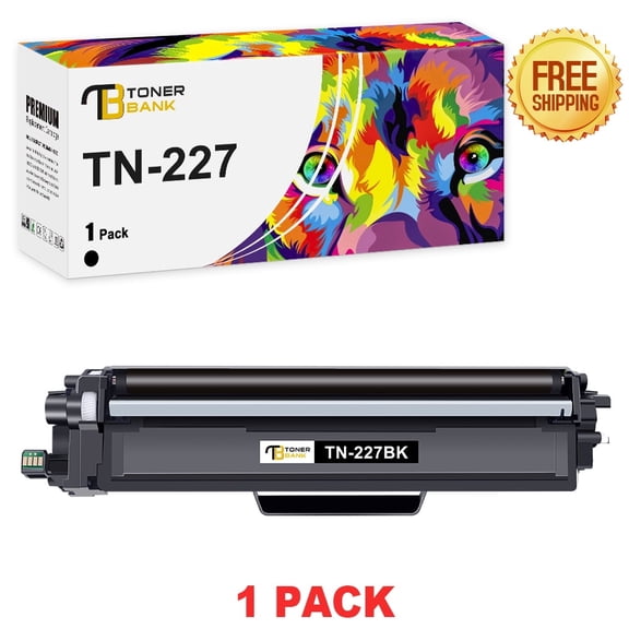 Toner Bank 1-Pack TN227 Toner Cartridge Compatible for Brother TN-227BK TN227 MFC-L3770cdw MFC-L3750cdw MFC-L3710cw HL-L3270cdw HL-L3210cw HL-L3290cdw HL-L3230cdw Printer Black