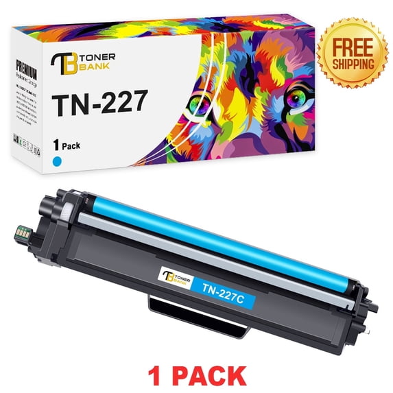 Toner Bank 1-Pack TN227 Toner Cartridge Compatible for Brother TN-227C TN227 MFC-L3770cdw MFC-L3750cdw MFC-L3710cw HL-L3270cdw HL-L3210cw HL-L3290cdw HL-L3230cdw Printer Cyan