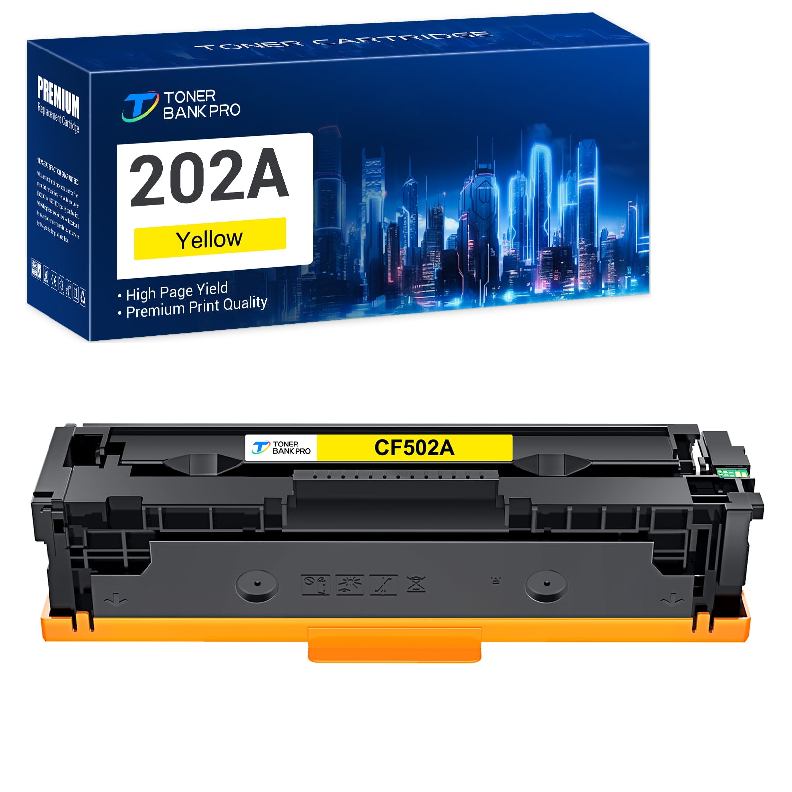 Toner Bank 1-Pack Compatible Toner Cartridge Replacement for HP CF502A 202A  Color LaserJet Pro M254dw M254dn M254nw Printer Toner Ink (Yellow)