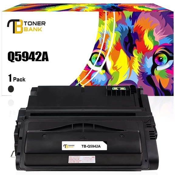 Toner Bank 1-Pack Compatible Toner Cartridge Replacement for HP Q5942A LaserJet4250 4250dtn 4200 4240 4350n 4350tn 4350dtn 4300 4200 4345mfp Black