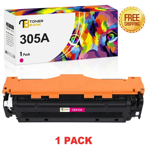 Toner Bank 1-Pack Compatible Toner Cartridge for HP CE413A 305A for Laserjet Pro 400 M451dn M451nw M475dn M475dw 300 Color M375nw Magenta
