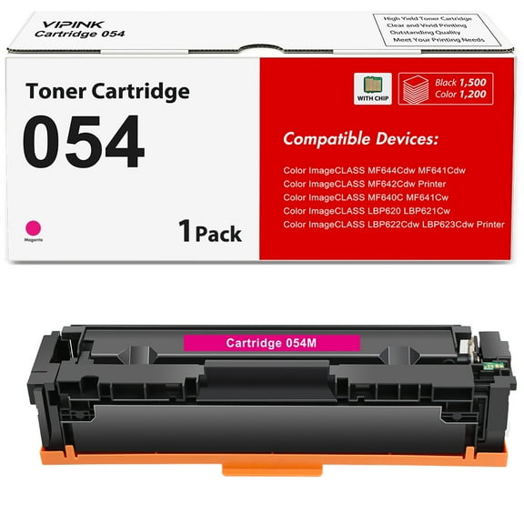 VIPink 1-Pack Compatible Toner Replacement Cartridge for Canon 054 LBP620 Series Color imageCLASS MF640C MF642cdw Series Printer Ink Magenta