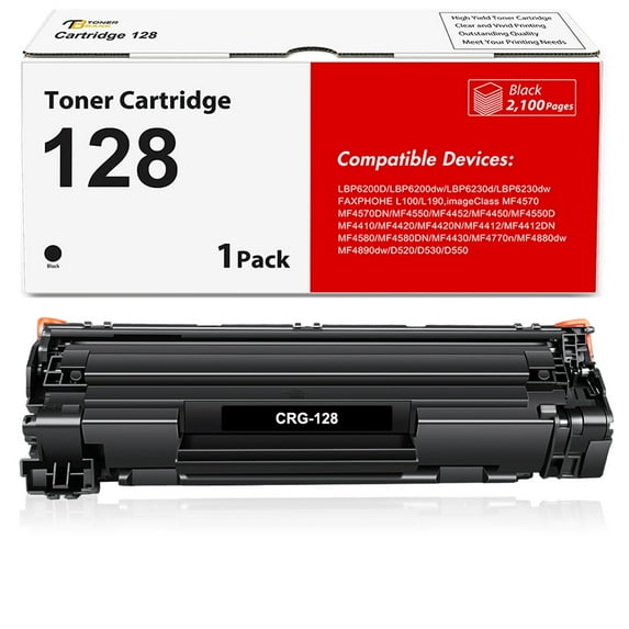 128 Black Toner Cartridges Compatible for Canon 128 CRG128 CRG 128 FaxPhone L100 ImageCLASS D530 D550 MF4450 MF4550 MF4570dw MF4770n FaxPhone L190 L100 Printer Ink Black 1-Pack