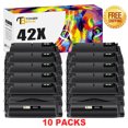thumbnail image 1 of Toner Bank 10-Pack Compatible Toner Cartridge for HP Q5942X LaserJet 4250 4250dtn 4200 4240 4350n 4350tn 4350dtn 4300 4200 Printer Ink Black, 1 of 6