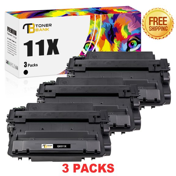 Toner Bank 11A Toner 3-Pack Compatible 11X Toner for HP 11A 11X Q6511A Q6511X LaserJet 2400 2410 2420DN 2430N 2430DTN High Yield Printer (Black)