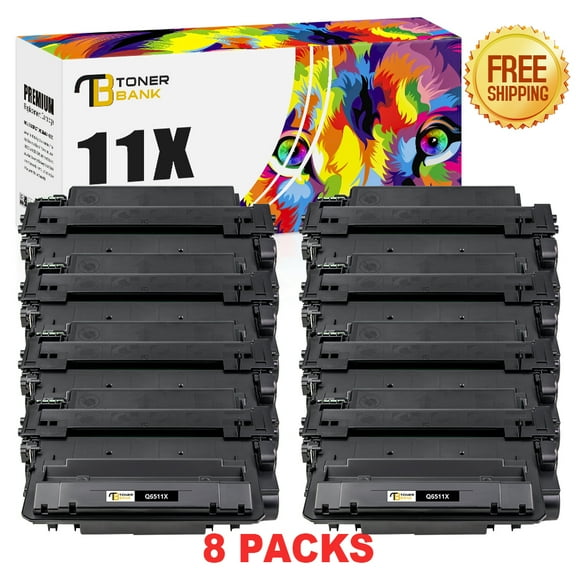 Toner Bank 11A Toner Compatible 11X Toner Cartridge Replacement for HP 11A 11X Q6511A Q6511X High Yield Printer Ink (Black, 8-Pack)