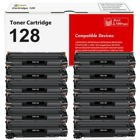 128 Black Toner Cartridges Compatible for Canon 128 CRG128 CRG 128 FaxPhone L100 ImageCLASS D530 D550 MF4450 MF4550 MF4570dw MF4770n FaxPhone L190 L100 Printer Ink Black 12-Pack