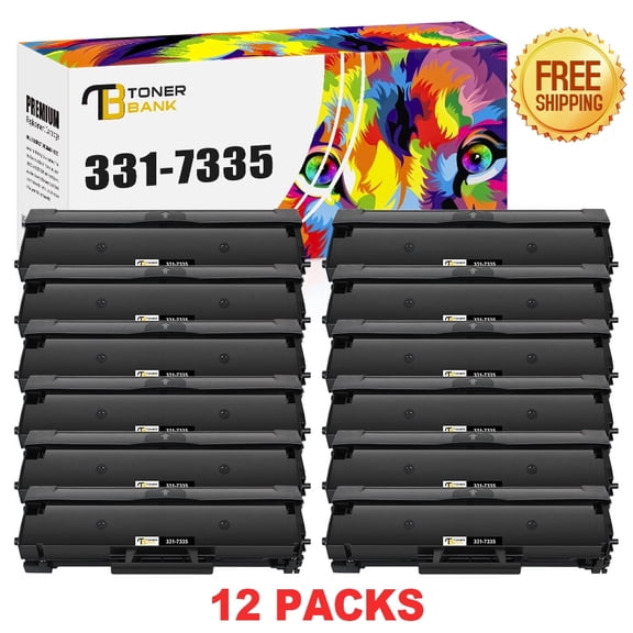 Toner Bank Compatible for Dell 331-7335 Toner B1160W B1160 Work with YK1PM HF44N HF442 B1163W B1165NFW 12-pack Black