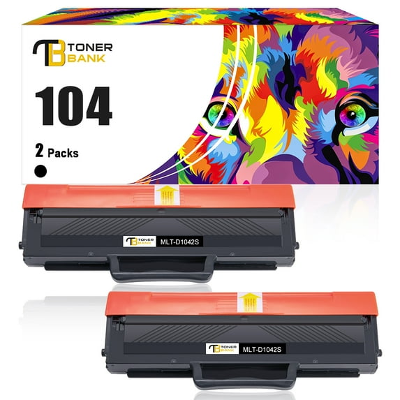 Toner Bank 2-Pack Compatible Toner Cartridge Replacement for Samsung MLT-D104S ML-1660 1661 1665 1660K 1665K 1661K 1670 1676 1677 1860 1865W 1675, SCX-3200 3217 3210 3205 Black