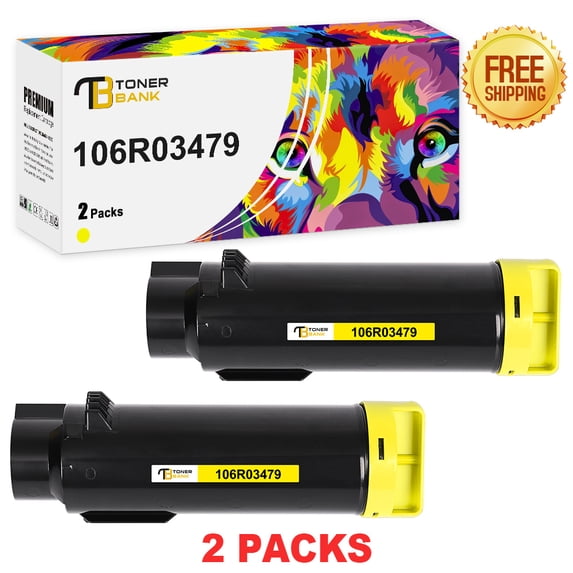 Toner Bank 2-Pack Compatible Toner Cartridge Replacement for Xerox 106R03479 Phaser 6510N 6510DN 6510DNM 6510DNI WorkCentre 6515N 6515DN 6515DNM 6515DNI Yellow