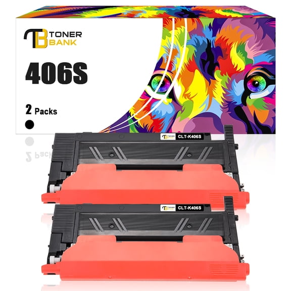 Toner Bank 2-Pack Compatible Toner for Samsung CLT-K406S/XAA K406CLP-360 365 365W 366W CLX-3303FW 3305FW 3305 3306FN SL-C460FW C463W Printer 2 * Black