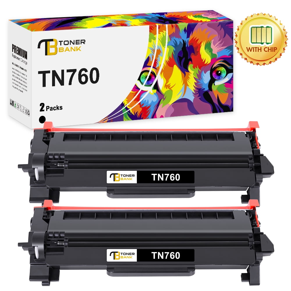 Toner Bank 2-Pack TN760 Toner Cartridge Compatible for Brother TN-760 TN730  TN-730 MFC-L2750DW MFC-L2710DW DCP-L2550DW HL-L2350DW MFC-L2690DW Laser  Printer Ink (Black) 