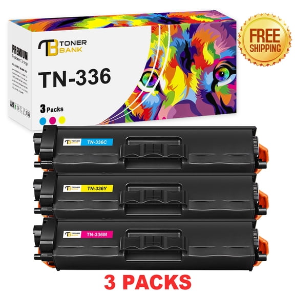 Toner Bank 3-Pack Compatible Toner Cartridge for Brother TN-336C TN-336M TN-336Y HL-L8250CDN L8350CDW L8350CDWT MFC-L8600CDW L8850CDW Printer Ink (Cyan, Magenta, Yellow)