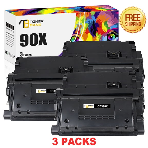 Toner Bank 3-Pack Compatible Toner Replacement Cartridge for HP 90X CE390X LaserJet Enterprise 600 M602 M601 M4555 M602dn M602n M602x M603dn M603n M4555f M4555h Printer Black