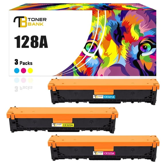 Toner Bank 3-Pack Compatible Toner Cartridge Replacement for HP CE321A CE322A CE323A LaserJet Pro CP1525N CP1525NW CM1415FN CM1415FNW MFP Cyan, Magenta, Yellow