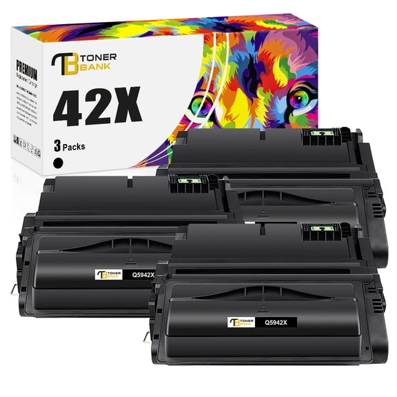 Toner Bank 3-Pack Compatible Toner Cartridge for HP Q5942X LaserJet 4250 4250dtn 4200 4240 4350n 4350tn 4350dtn 4300 4200 Printer Ink Black