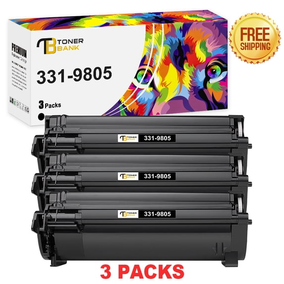 Toner Bank 3-Pack Compatible Toner for Dell 331-9805 Laser Printer B2360d B2360dn B3460dn B3465dn B3465dnf Printer Replacement Office Supplies Black