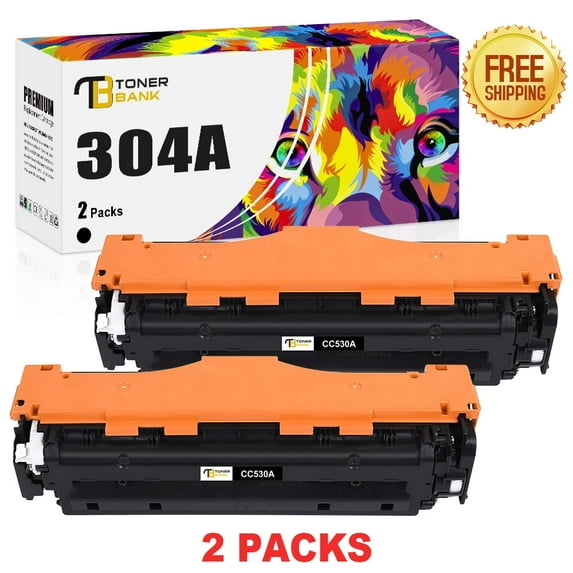 Toner Bank 304A Toner Compatible for HP 304A Laserjet Toner Cartridge Black 2-Pack for HP 304A CC530A 304 A Toner Color LaserJet CP2025 CP2025N CP2025DN Printer Ink (Black)