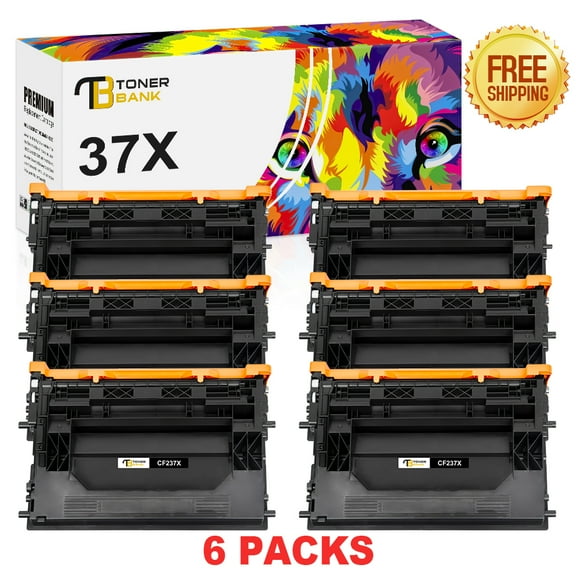 Toner Bank 37X CF237X | Compatible Black Toner Cartridge for HP 37A 37X CF237X CF237A LaserJet Enterprise M608dn M608x M609dn M608dh M609dh MFP M632fht M631z M633fh M631dn Print Ink * 6