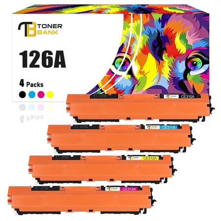 Compatible for HP 126A Toner Cartridges 4-Pack CE310A LaserJet Pro 500 MFP M521dn for Color Laserjet Pro MFP M175nw CP1025nw M275 M275NW Printer Ink (Black, Cyan, Magenta, Yellow)