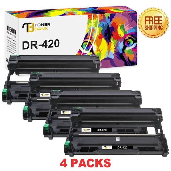 Toner Bank 4-Pack Compatible Drum Unit for Brother DR-420 DR420 DR 420 HL-2135W 2250DNR 2270DW 2280DW MFC-7360 7860DW DCP-7060D 7065DN 7070DWR 1590mf Black