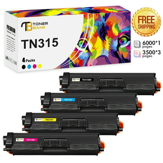 Toner Bank 4-Pack Compatible Toner Replacement for Brother TN-315BK HL-4150CDN 4570CDW 4570CDWT MFC-9460CDN 9560CDW 9970CD Pritner Toner Ink Black, Cyan, Magenta, Yellow