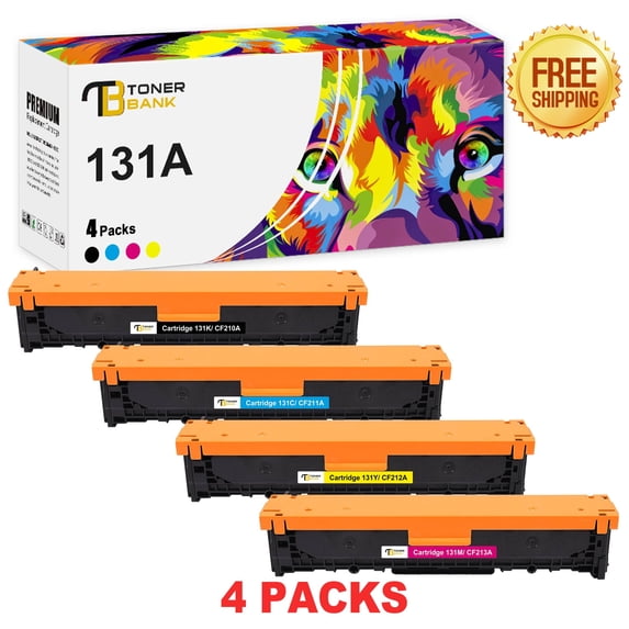 Toner Bank 4-Pack Compatible Toner Cartridge Replacement for HP CF210A CF211A CF212A CF213A LaserJet Pro 200 Color M251n M251nw MFP-M276n M276nw Black, Cyan, Magenta, Yellow