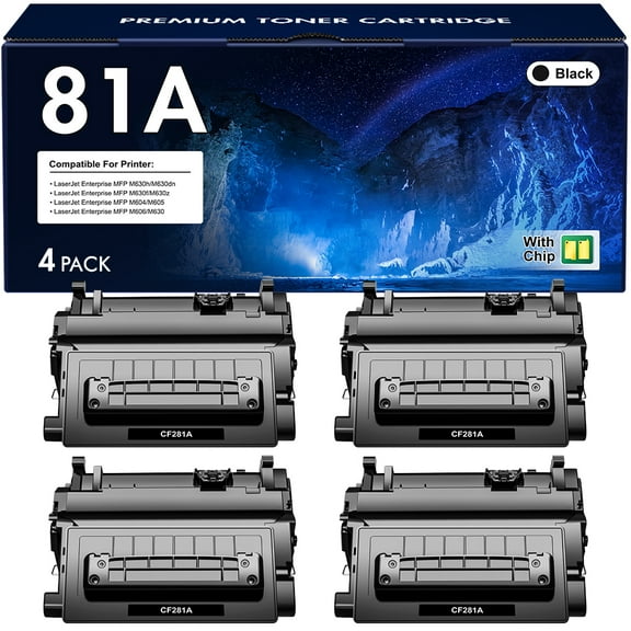 81A Toner Cartridge 4-Pack Compatible Toner for HP CF281A 81A CF281X 81X LaserJet Enterprise MFP M630 M605 M604 M606 M630dn (Black)